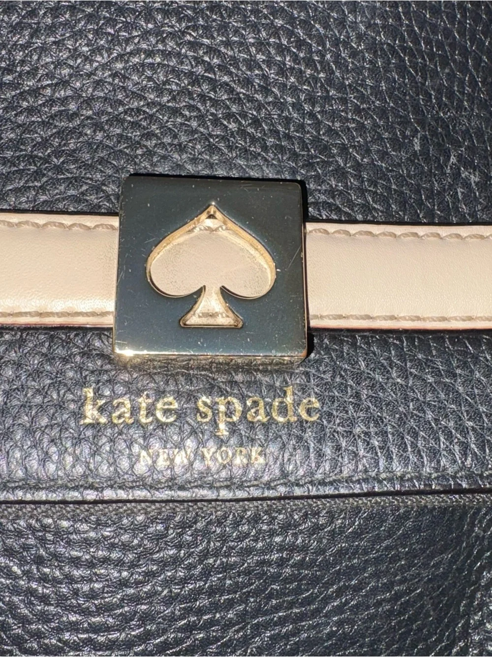 kate spade Black and Cream Pebbled Leather Shoulder Bag